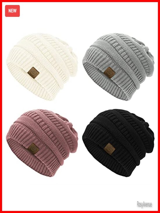 Acrylic Knit Slouchy Beanie Hats 4 Pack - Winter Warm Caps main image 6